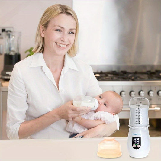 CuddleyBaby Portable Cordless Baby Bottle Warmer with 8 Adapters and 5 Temperature Settings