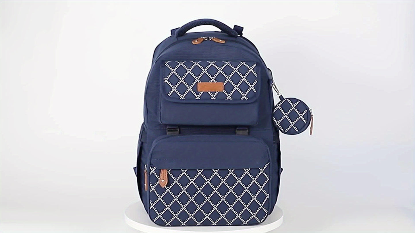 Expandable Diaper Backpack for Twins TSA Approved Stylish Black Baby Bag with Bottle Bag