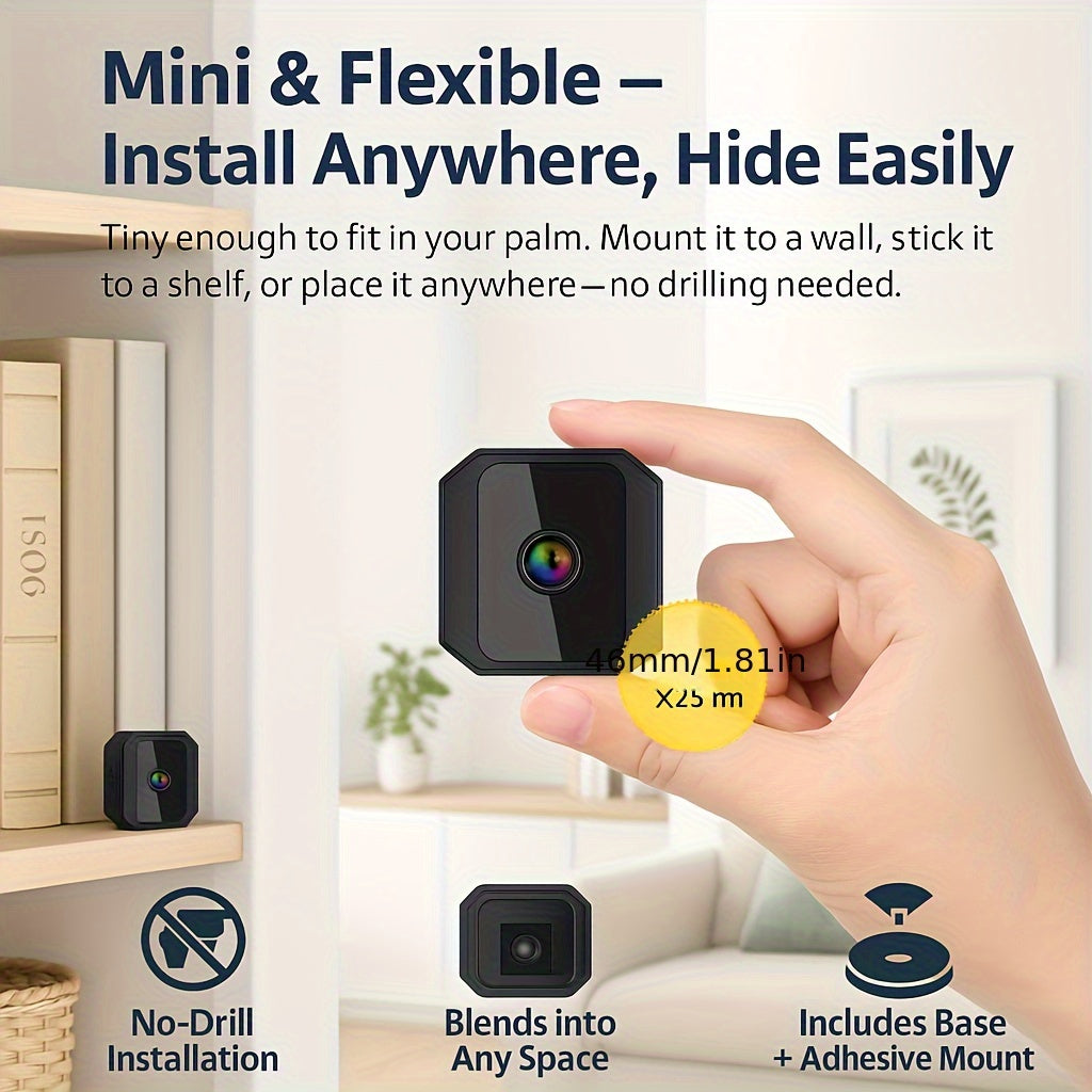 Flexible Mini Cam for Garage or Baby Room with 24/7 Alerts and Night Vision