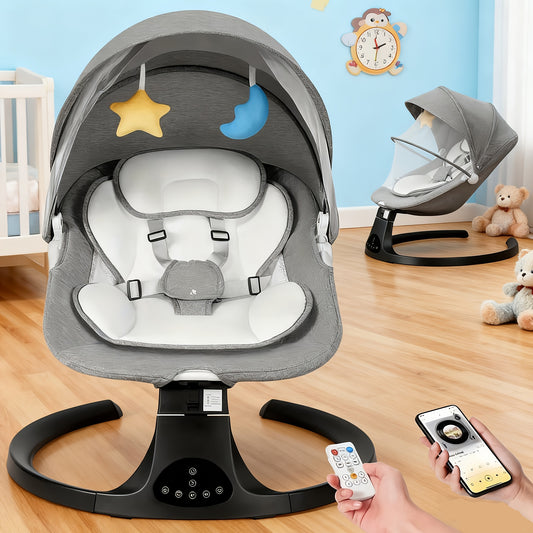 Baby Swing With Five Speeds And Ten Lullabies Indoor Outdoor Use Lightweight Foldable