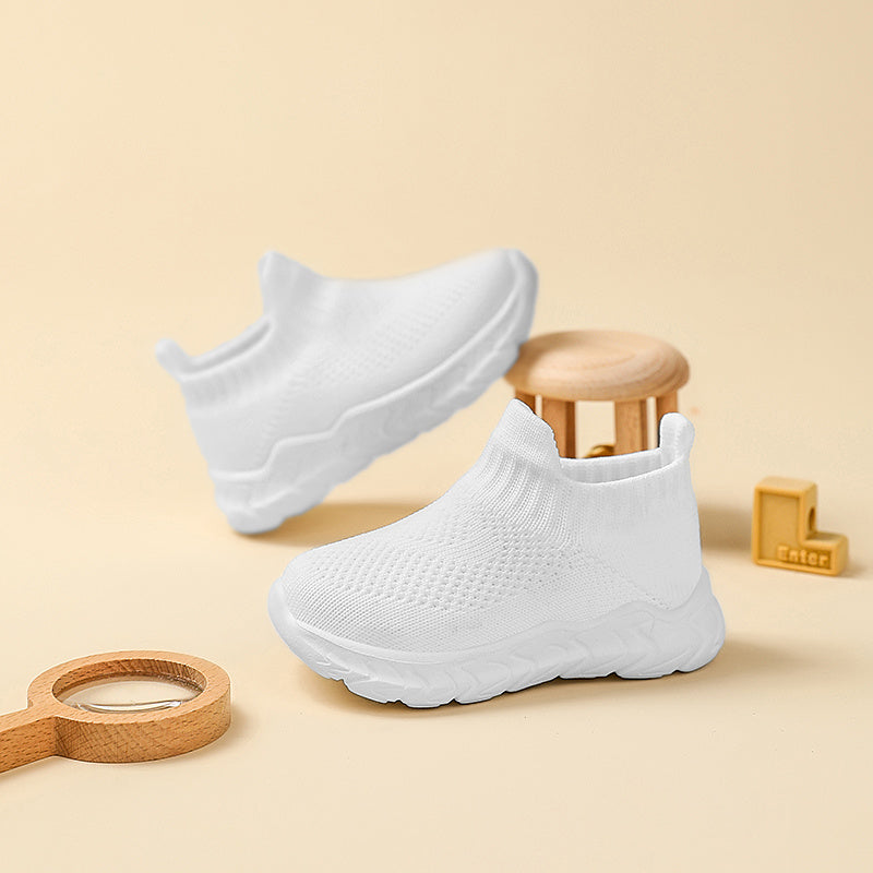 2025 Trendy Unisex Preschool Sports Shoes Slip-On Breathable Fabric Cushioned EVA Sole