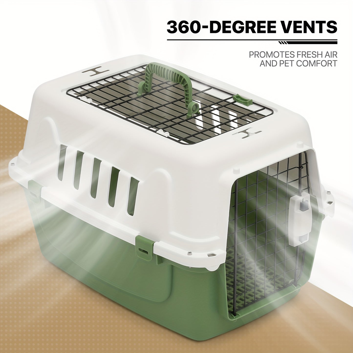 22 Inch Dog Crate Plastic Two Door Top Loading Cat Carrier for Small Pets Travel Safe