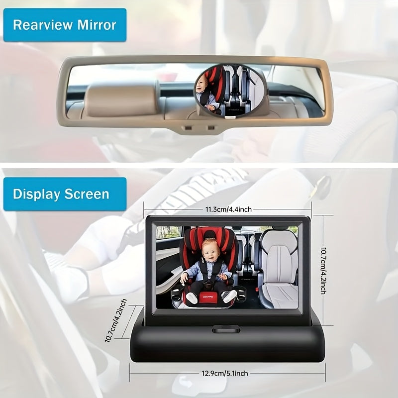 4.3 Inch HD Baby Car Mirror Camera Monitor for Safe Rear Seat Viewing and Easy Installation