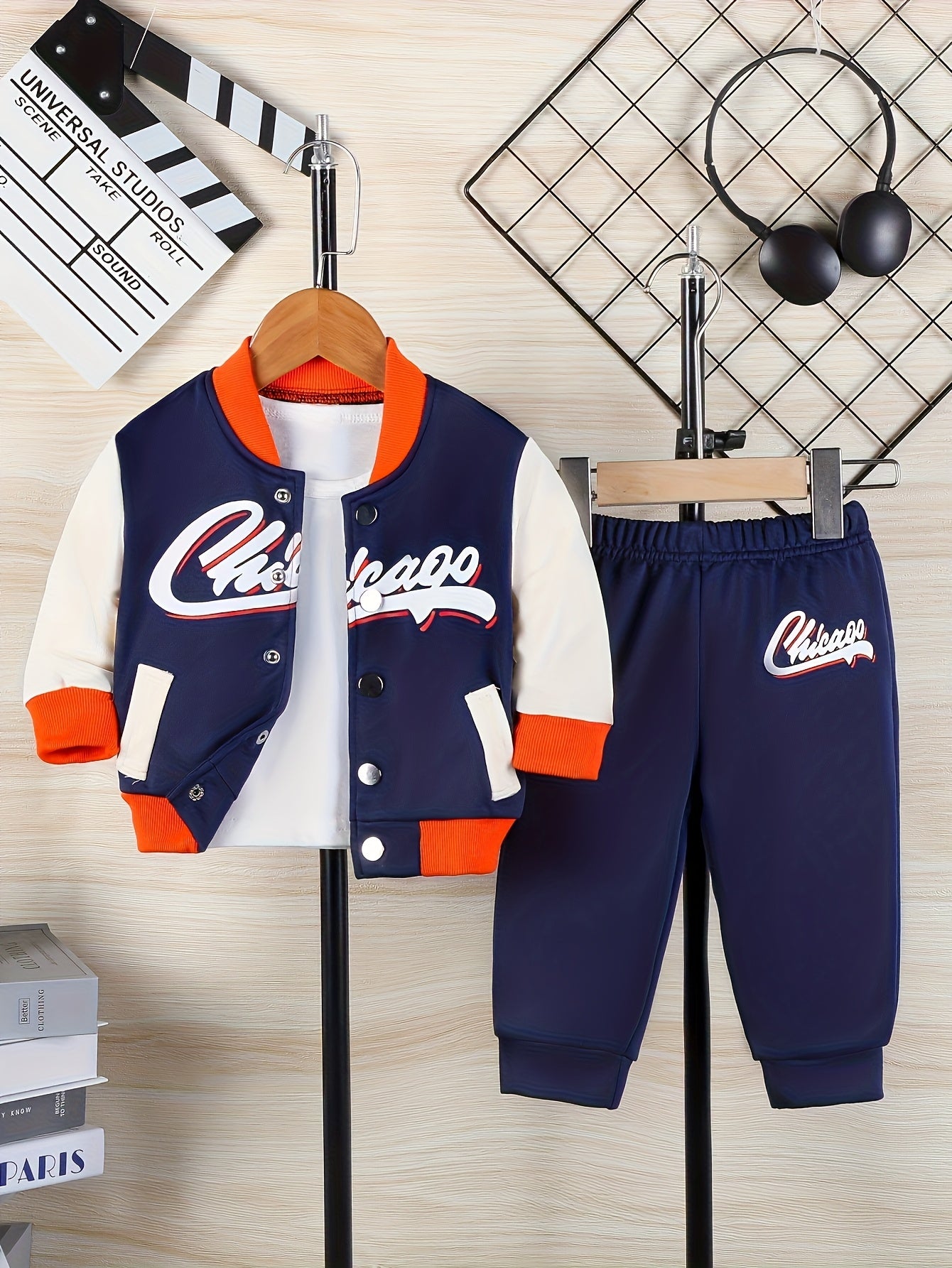 Directional Development Baby Boy Autumn Winter Baseball Uniform Two Piece Set