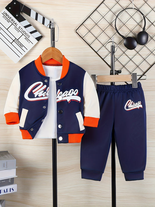 Directional Development Baby Boy Autumn Winter Baseball Uniform Two Piece Set