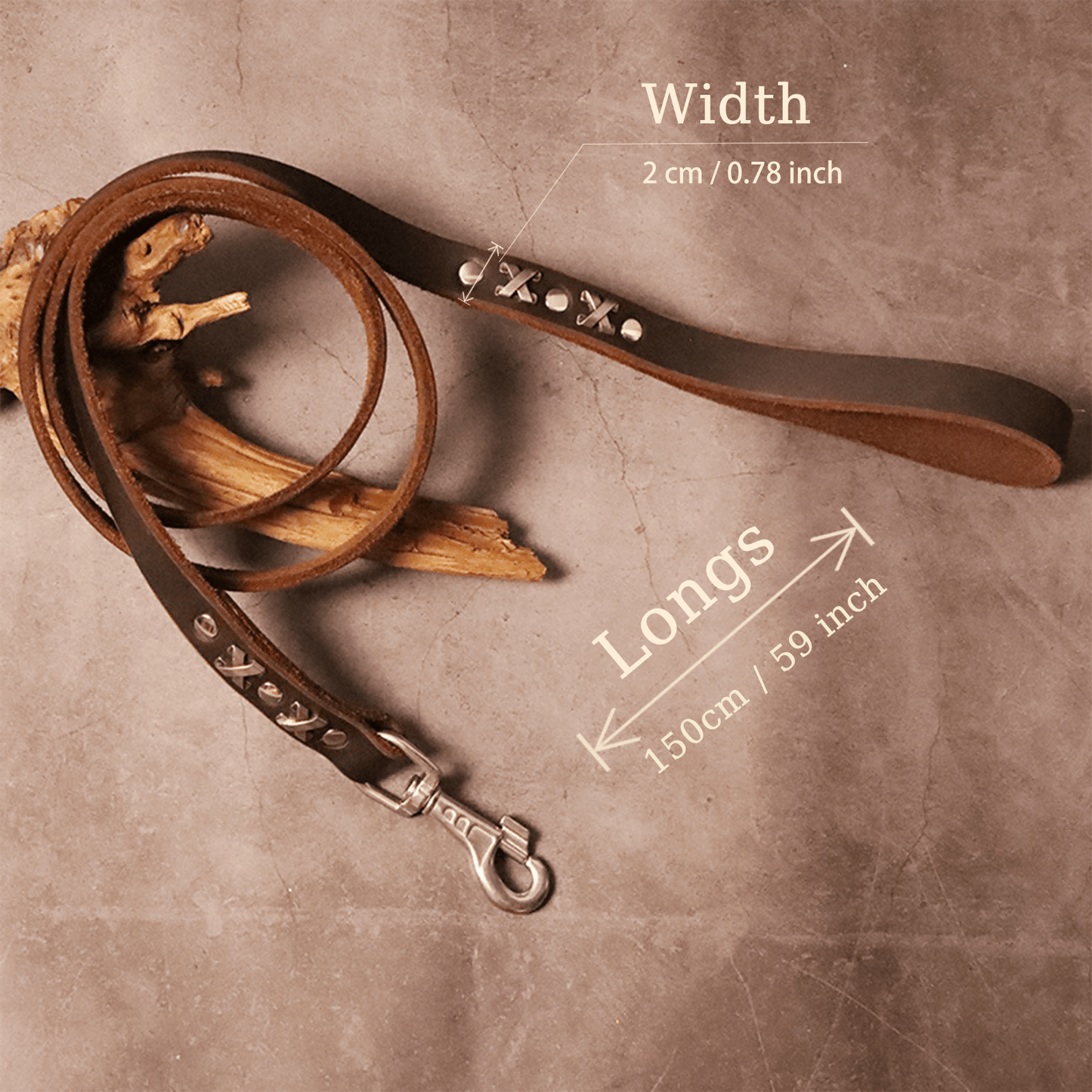 Heavy duty dog training leash, handmade, retro rivet design, suitable for small, medium, and large dogs - Durable flat design with comfortable grip, dog leash, thick cowhide made explosion-proof punch