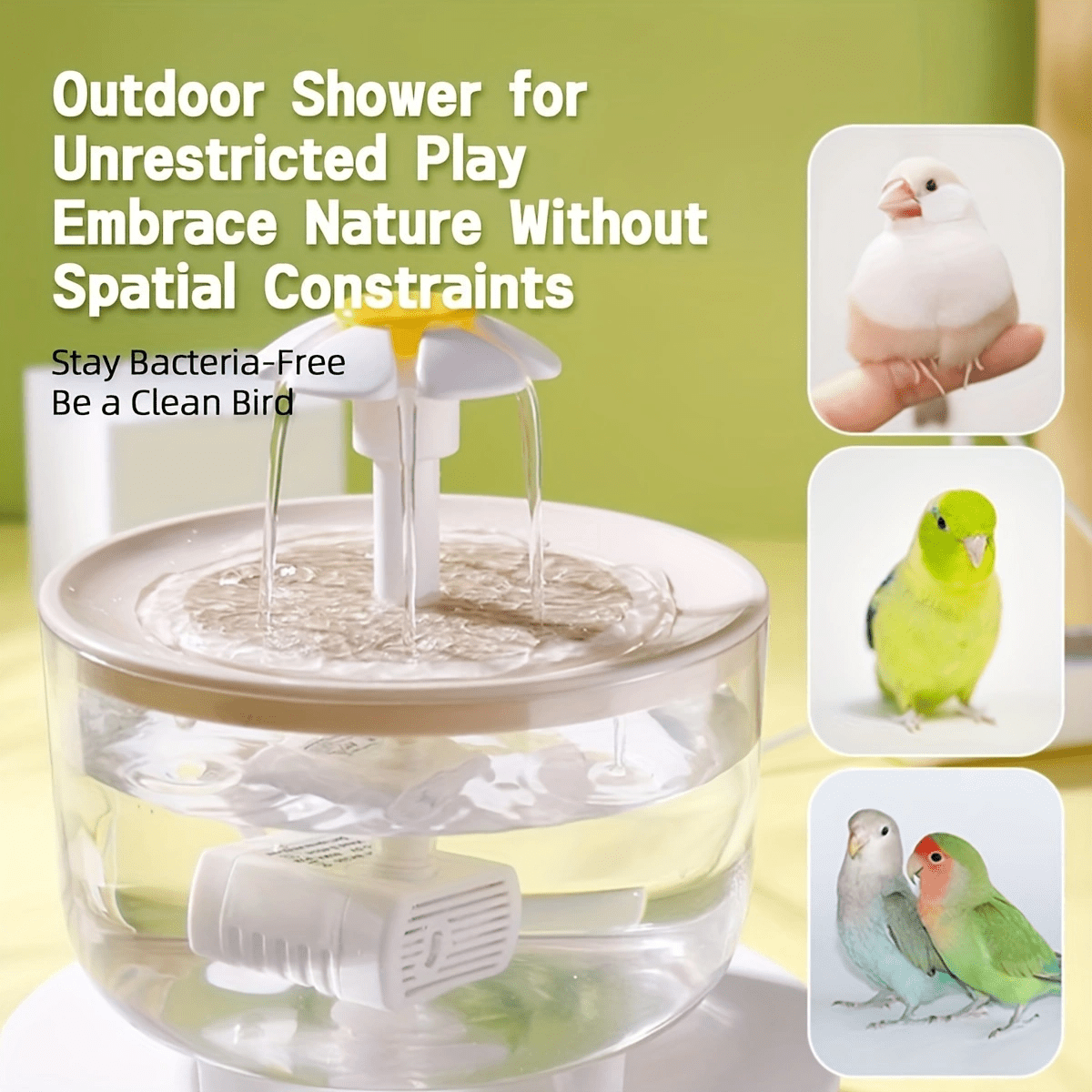 USB Powered Indoor Bird Bath and Cat Water Feeder with Circulating Filter Fountain