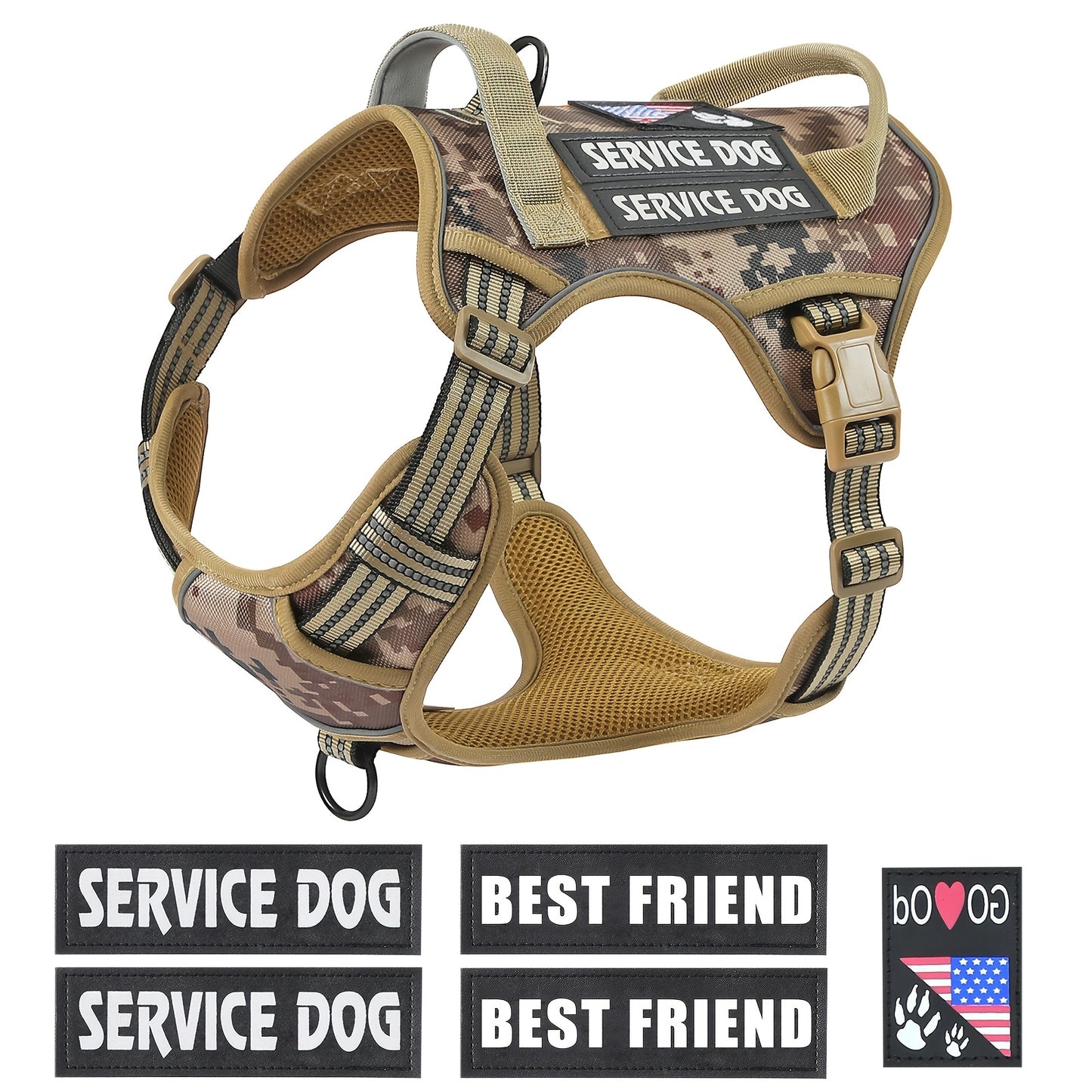 Tactical Dog Harness Heavy Duty No Pull Adjustable Reflective Vest For All Sizes
