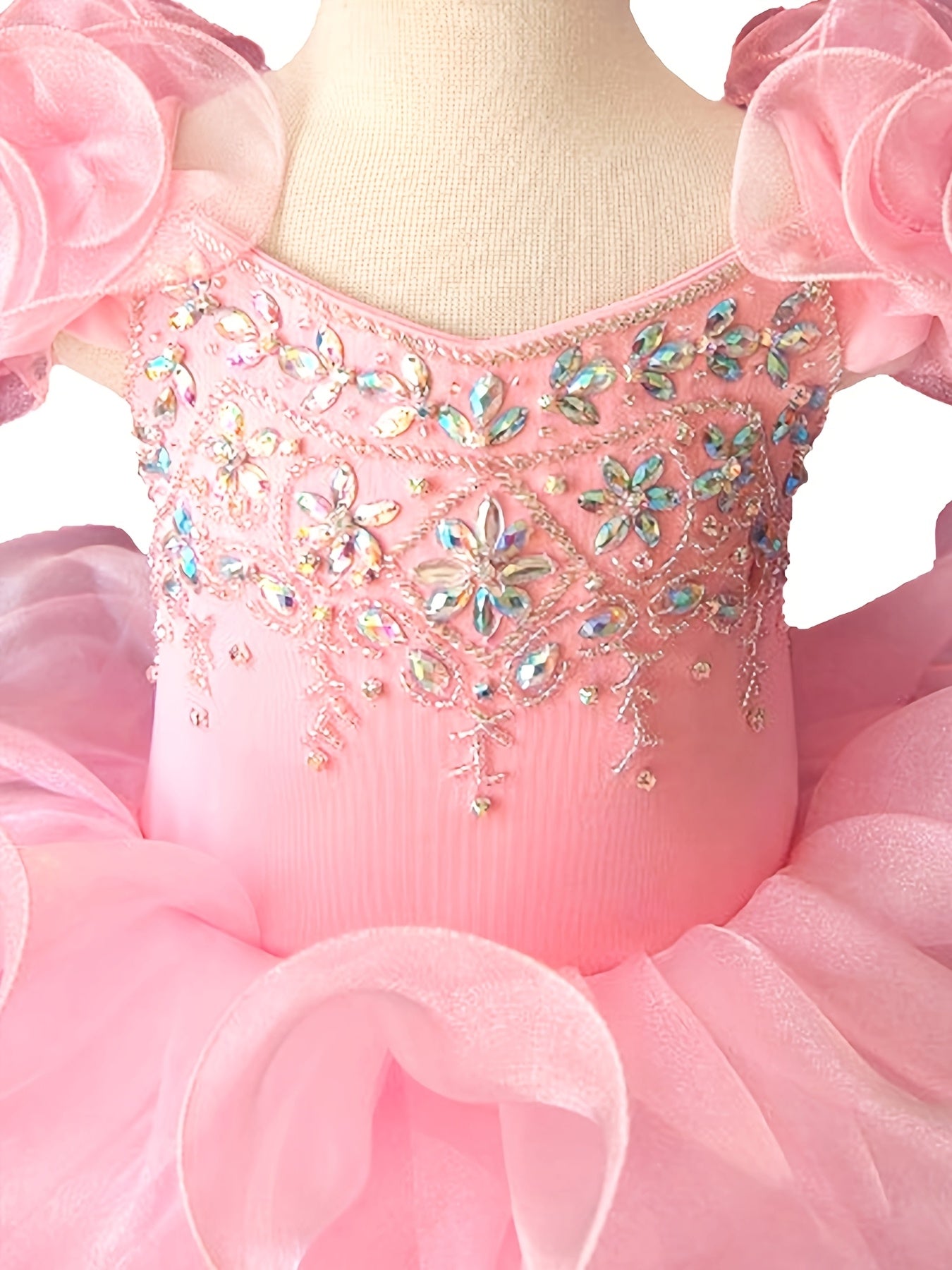 Jenniferwu Baby Girl Handmade Beaded Pageant Dress Toddler Princess Dress for Ages 0-3