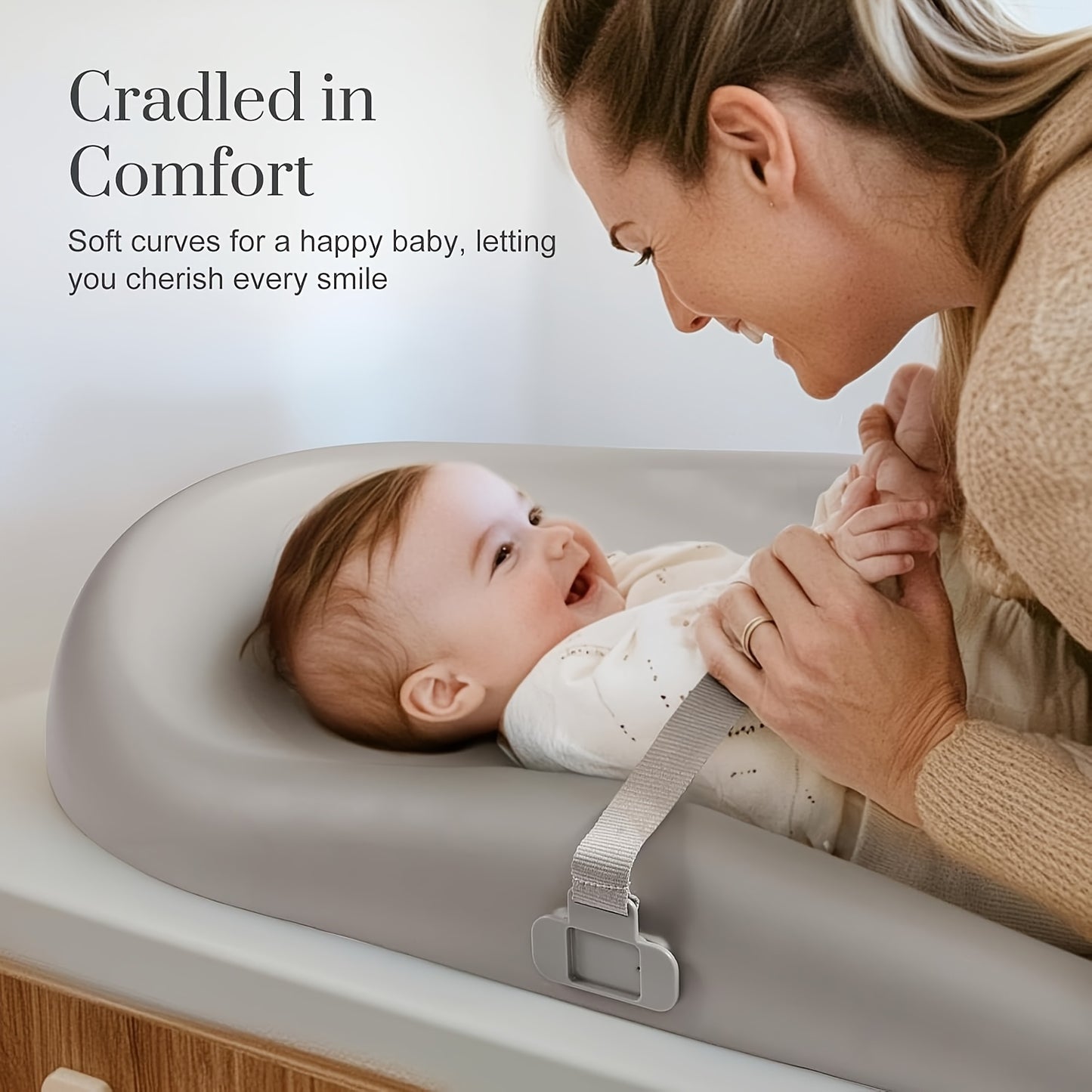 Wipe-Clean Changing Pad, Waterproof & Wipeable, Soft & Non-Slip Diaper Adjustable Safety Belt, Changing Pad for Dresser, Changing Table, Perfect Father's Day Gift for Dads