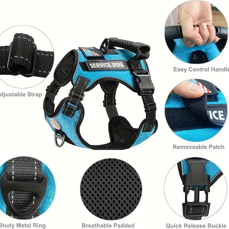 5pcs Reflective Dog Harness Set for Large Dogs Durable Adjustable No Pull with Leash and Bowl