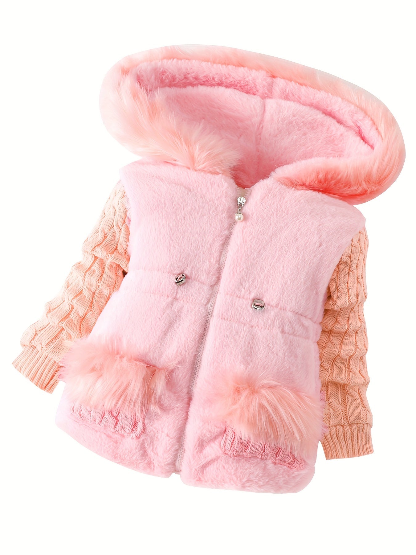 MINKIDFASHION Baby Girls Warm Hooded Jacket Coat with Fleece Lining and Cute Print