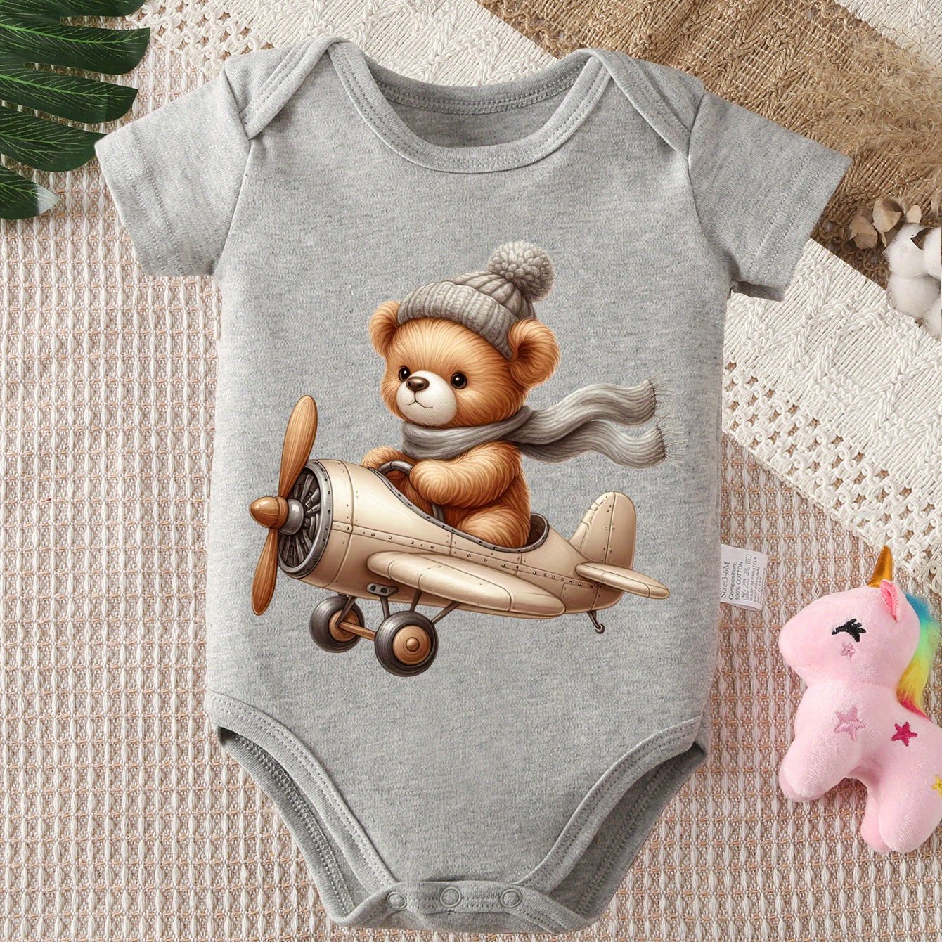 Cute Cartoon Bear Baby Onesie High Quality Cotton Romper for 0 to 12 Months Newborn