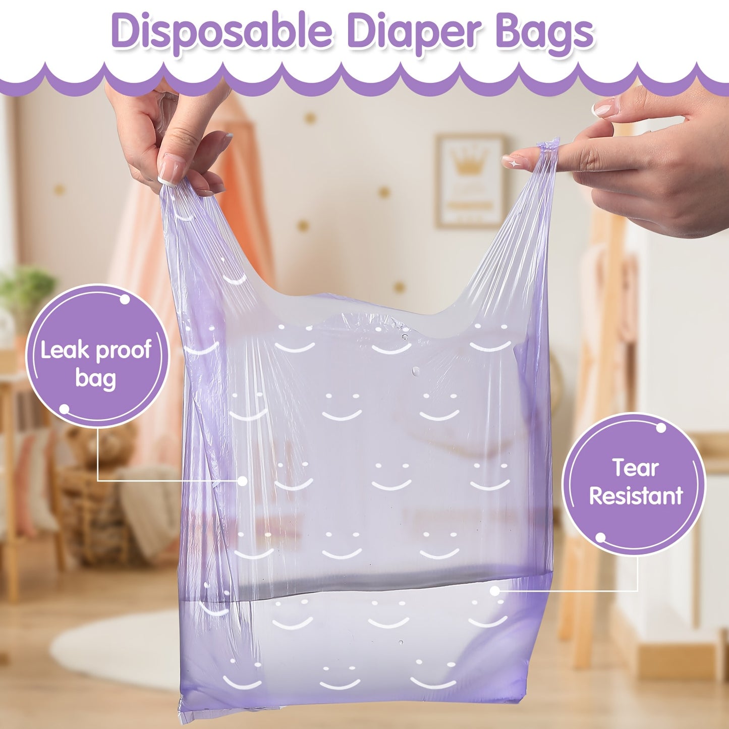 1600 Count Scented Baby Disposable Diaper Bags With Tie Handle for Pets and Babies