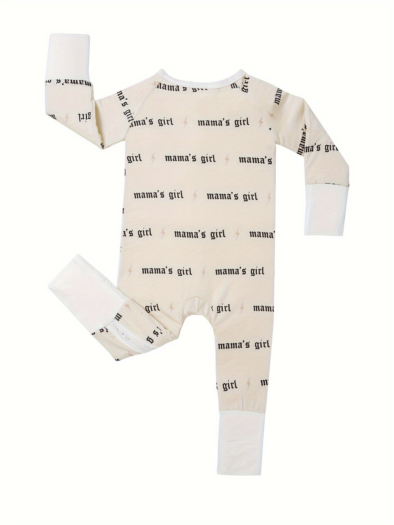 [Bamboo Casual Romper] Bamboo Fiber Long Sleeve Full Print Casual Romper, Baby's MAMA'S GIRL | Toddler & Infant Girl's Footie