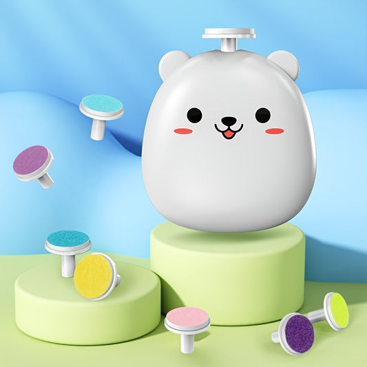Baby Electric Nail Grinder with Bear Shape Rechargeable Quiet Portable 8 Grinding Heads