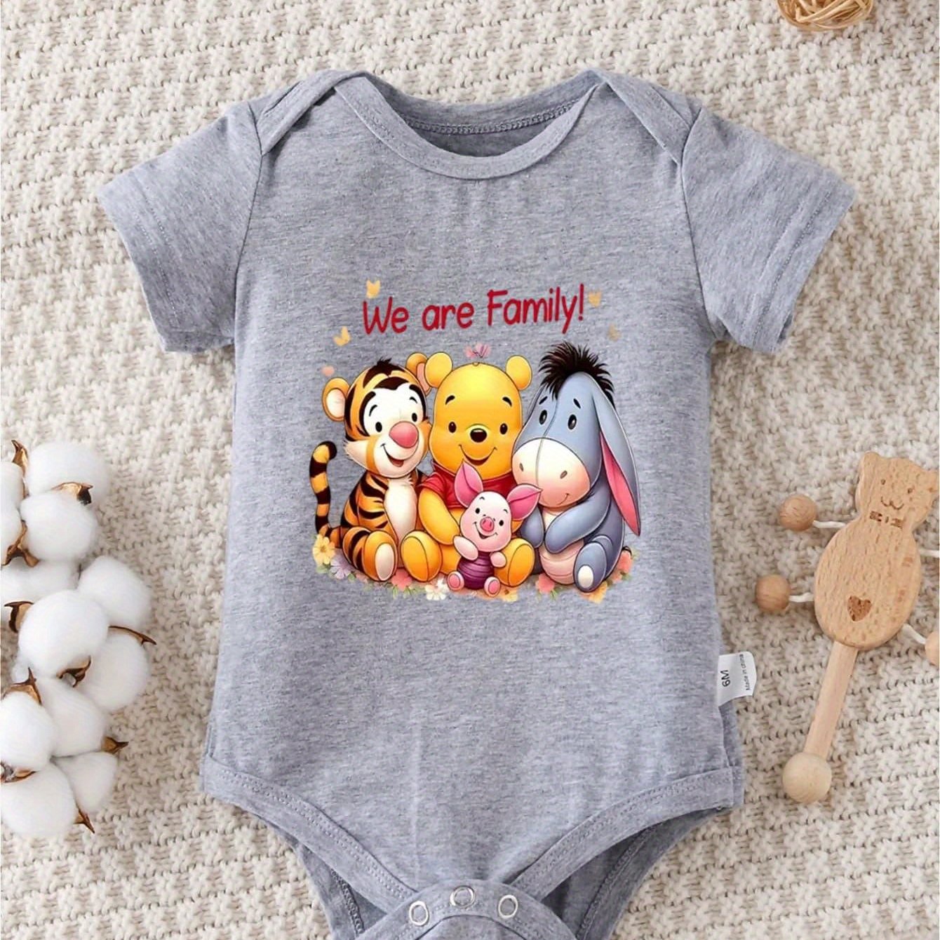 Disney Winnie the Pooh Tigger Piglet Eeyore Baby Bodysuit Summer Romper 100 Percent Cotton