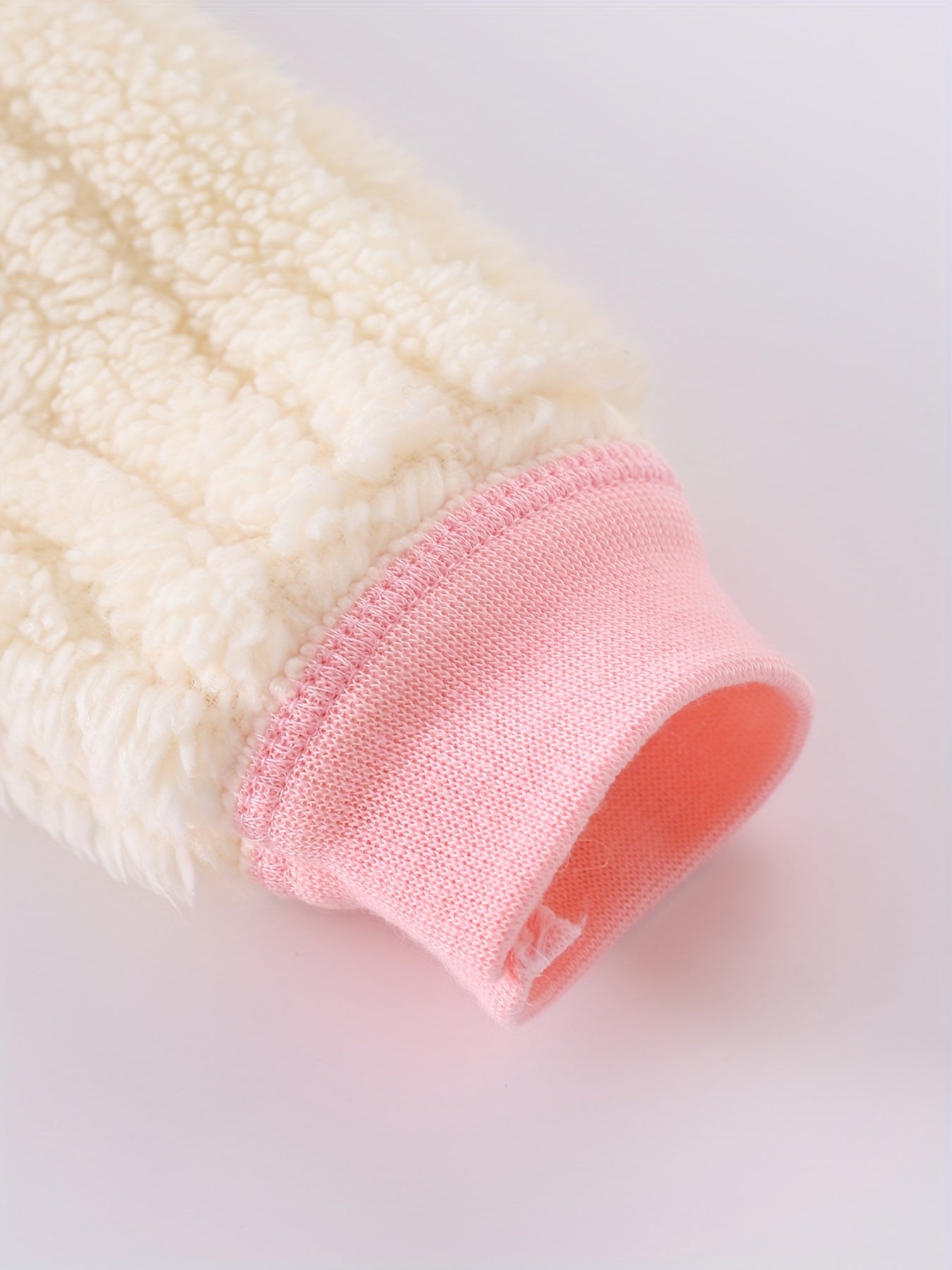 Baby Girl Winter Onesie Warm Pink Bunny Suit Foot Pockets