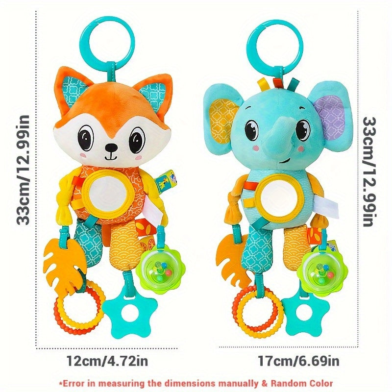 Adorable Cartoon Animal Crib Hanging Rattle Toy with Ringing Bell - Perfect for Youngsters 0-3 Years, Stroller & Car Seat Accessory, Random Color