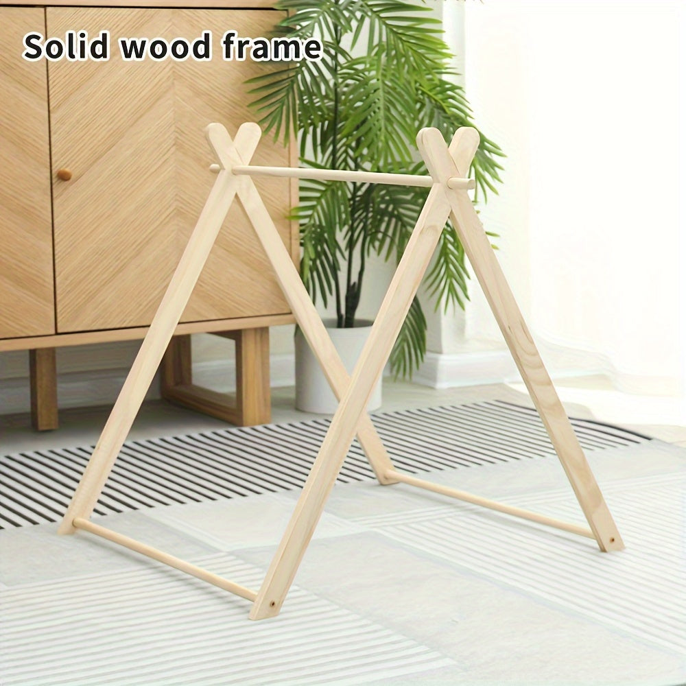 Solid Wood Frame Portable Pet Tent Kennel for Cats and Small Dogs with Comfort Cushion