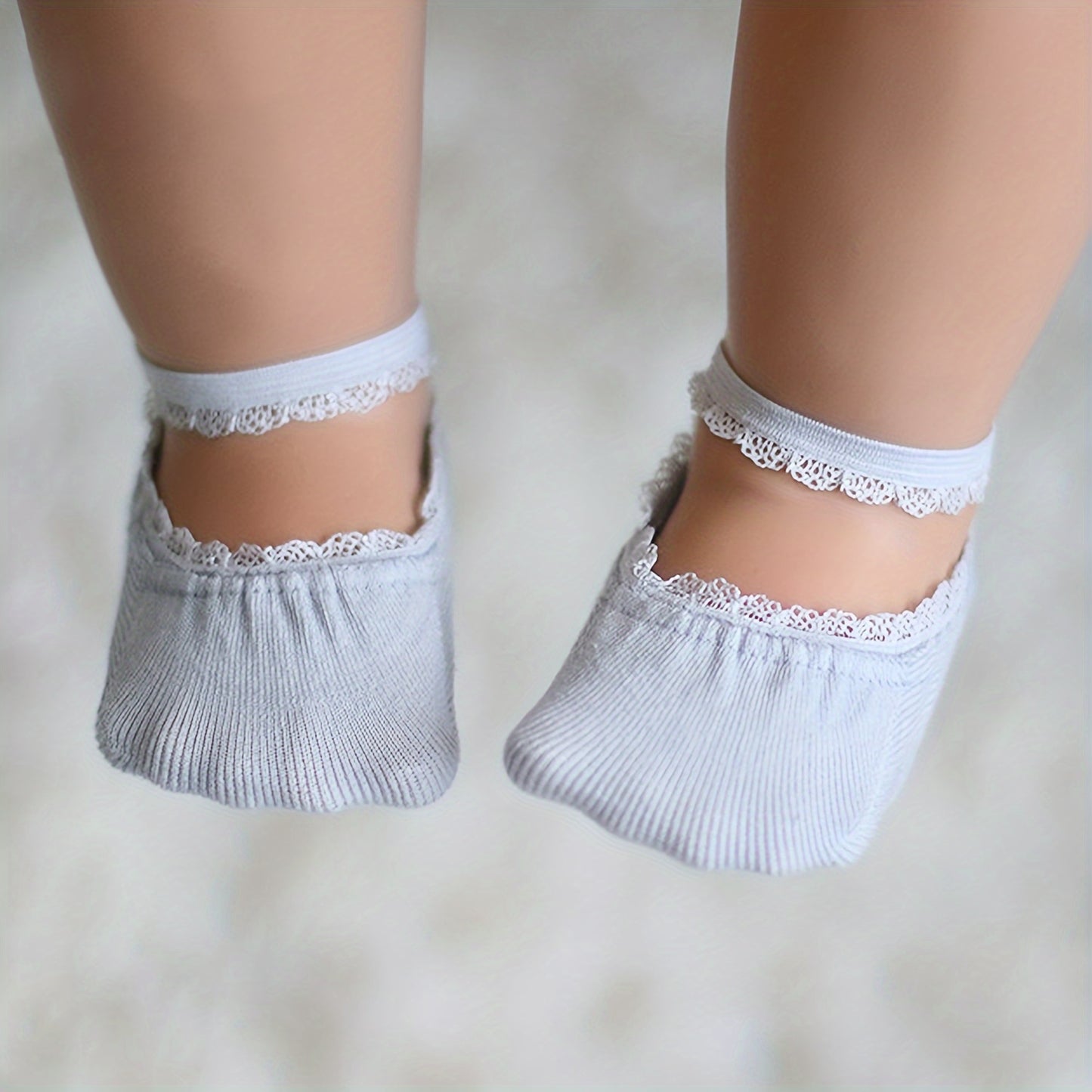 6 Pairs Baby Girls Lace-up Socks Cute Summer Boat Socks Soft Knit for Ages 12 and Under