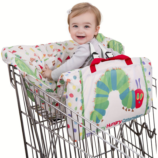 Baby Shopping Cart Cushion High Chair Cover Green Caterpillar Design Soft Padded Safety Belt