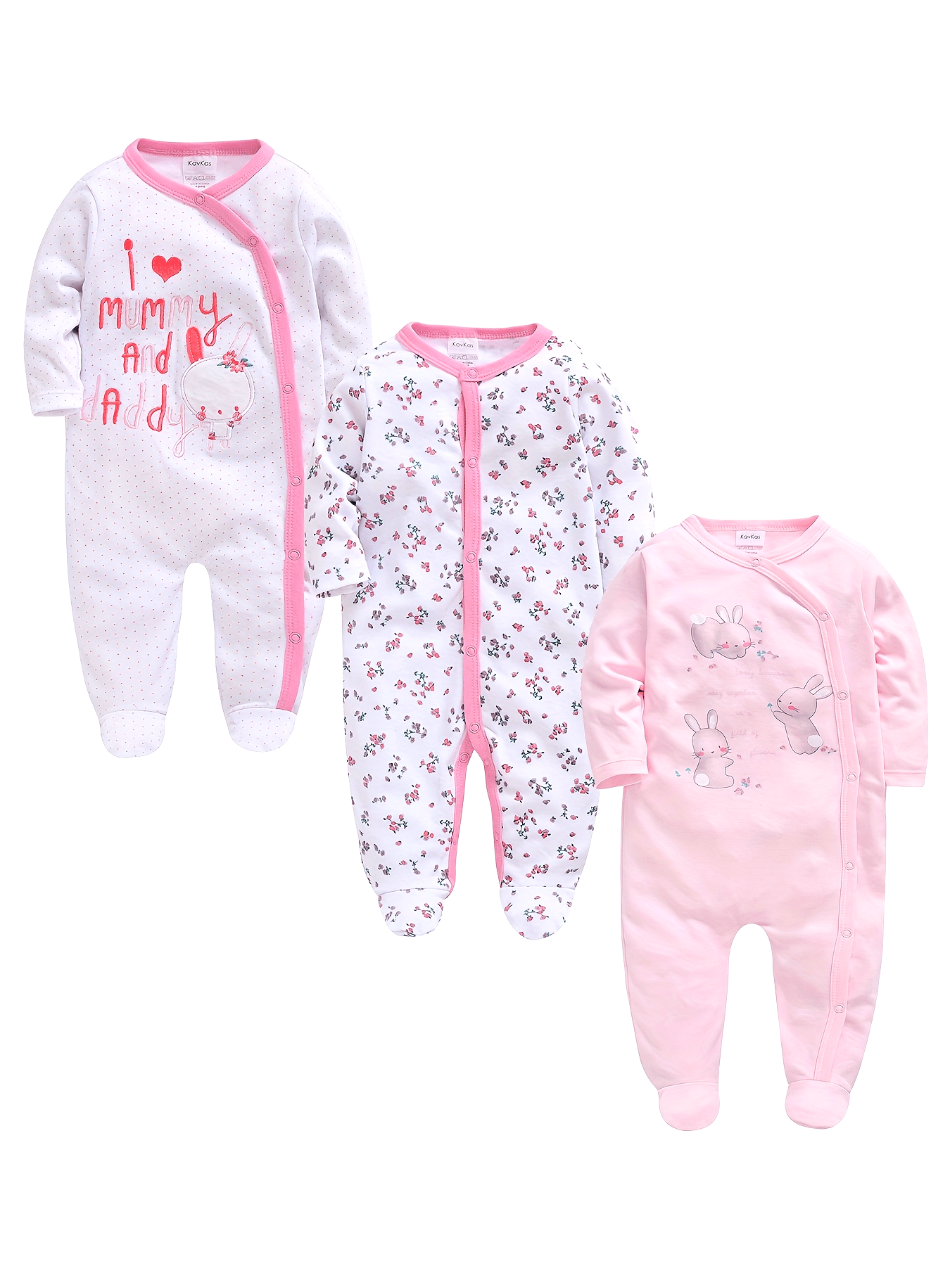 Pink Baby Girl One Piece Romper Floral Bunny 0To12M