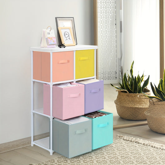 6 Drawer Storage Cabinet Wardrobe Colorful Pastel Design Space Saving Organizer for Home Essentials