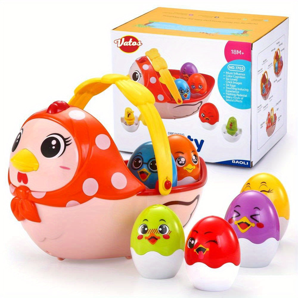 Vatos Baby Musical Easter Egg Toy with Colorful Lights for Boys and Girls 18 Months Plus
