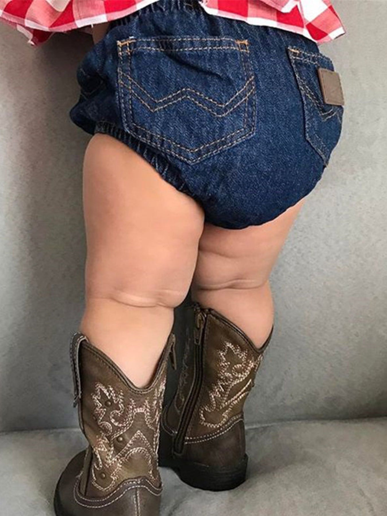 3pcs Baby Girls Summer Outfits Red and White Plaid Sleeveless Top and Denim Shorts Set with Headband, Perfect for Outdoor