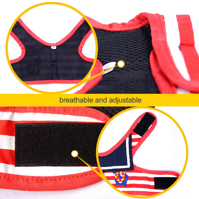 Cute Adjustable Dog Harness Vest Set for Small Dogs Red and Blue No Pull Reflective Design