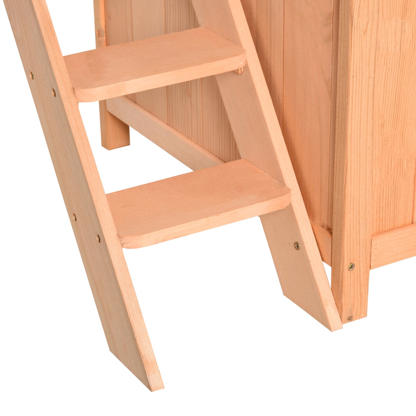 PawHut 2-Level Wooden Cat House Outdoor Dog Shelter with Lockable Door and Balcony