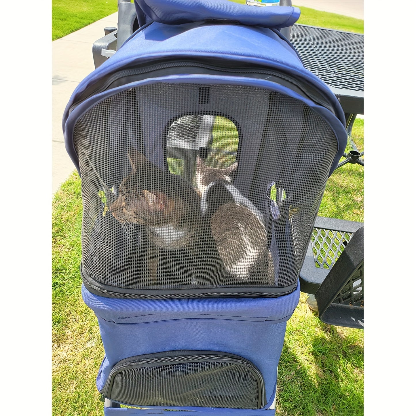 3-in-1 Multifunctional Pet Stroller with Foldable Aluminum Alloy Frame - Heavy-Duty 4-Wheel, One-Foot Brake, Tool-Free Folding, Portable Travel Carrier for Small/Medium Dogs, Cats, Puppies, Kittens - Indoor/Outdoor/Travel Use