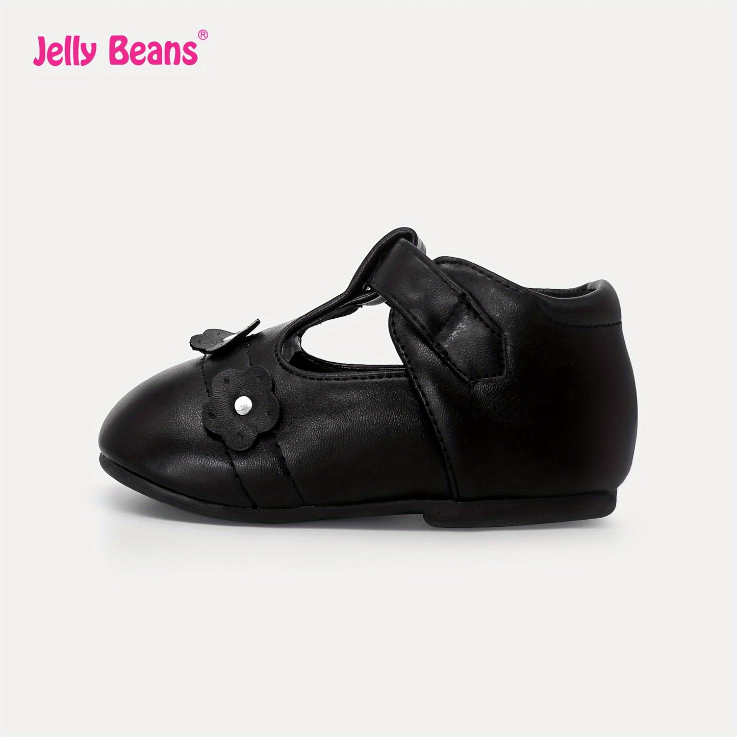 Girls Solid Colour Princess Mary Jane Flat Shoes Comfy Non Slip Hook and Loop Fastener