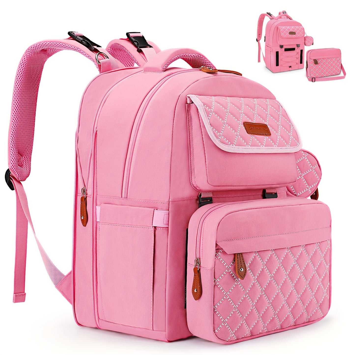 Expandable Diaper Backpack for Twins TSA Approved Stylish Black Baby Bag with Bottle Bag