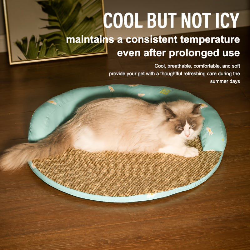 Round Mat Cat Nest Soft Cozy Mattress for Dogs and Cats Indoor Summer Sleep 27 Inch