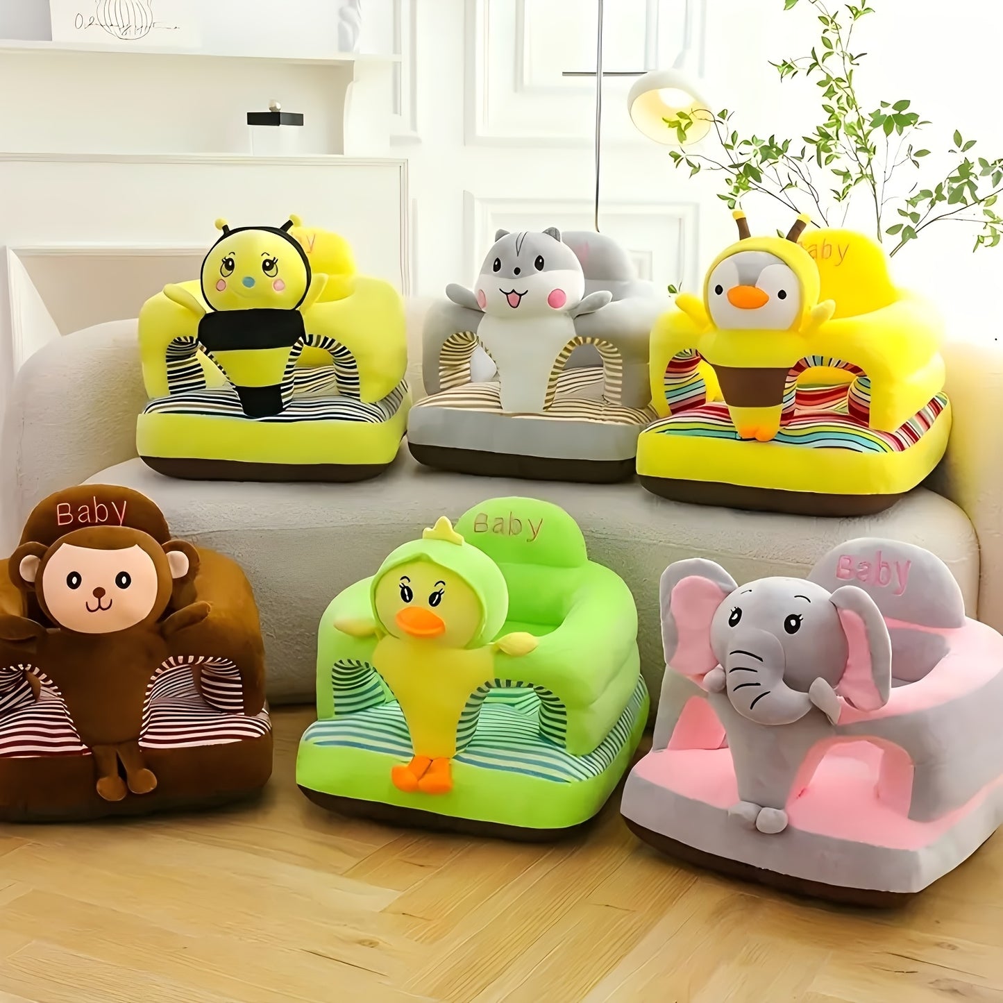 Adorable Cartoon Sofa Chair for Youngsters Soft Cotton Portable Space-Saving Design