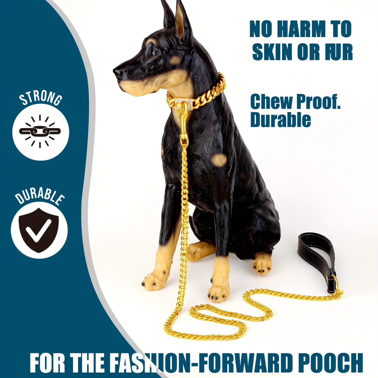 LuxLife 10mm Stainless Steel Dog Leash – Chew-Proof and Waterproof with Leather Handle