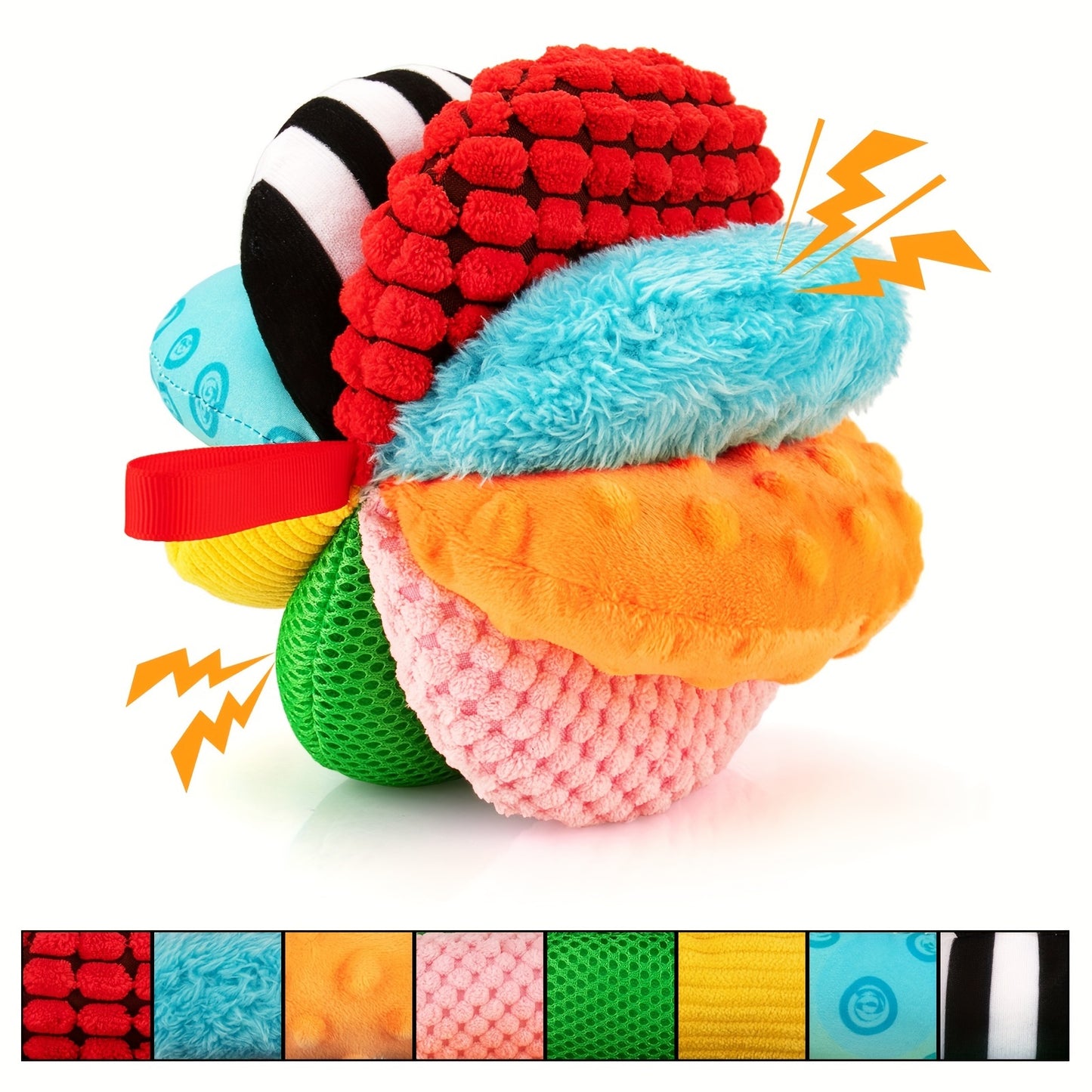 8-in-1 Rainbow Sensory Balls for Infants and Toddlers with Tactile Textures and Sounds