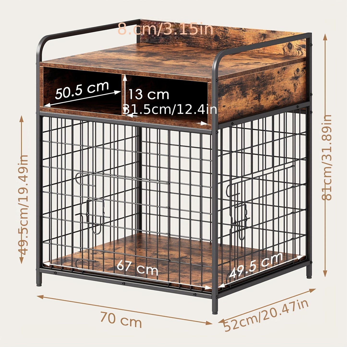 Saudiism Heavy Duty Wooden Dog Crate for Small Dogs with Drawers and Soft Interior