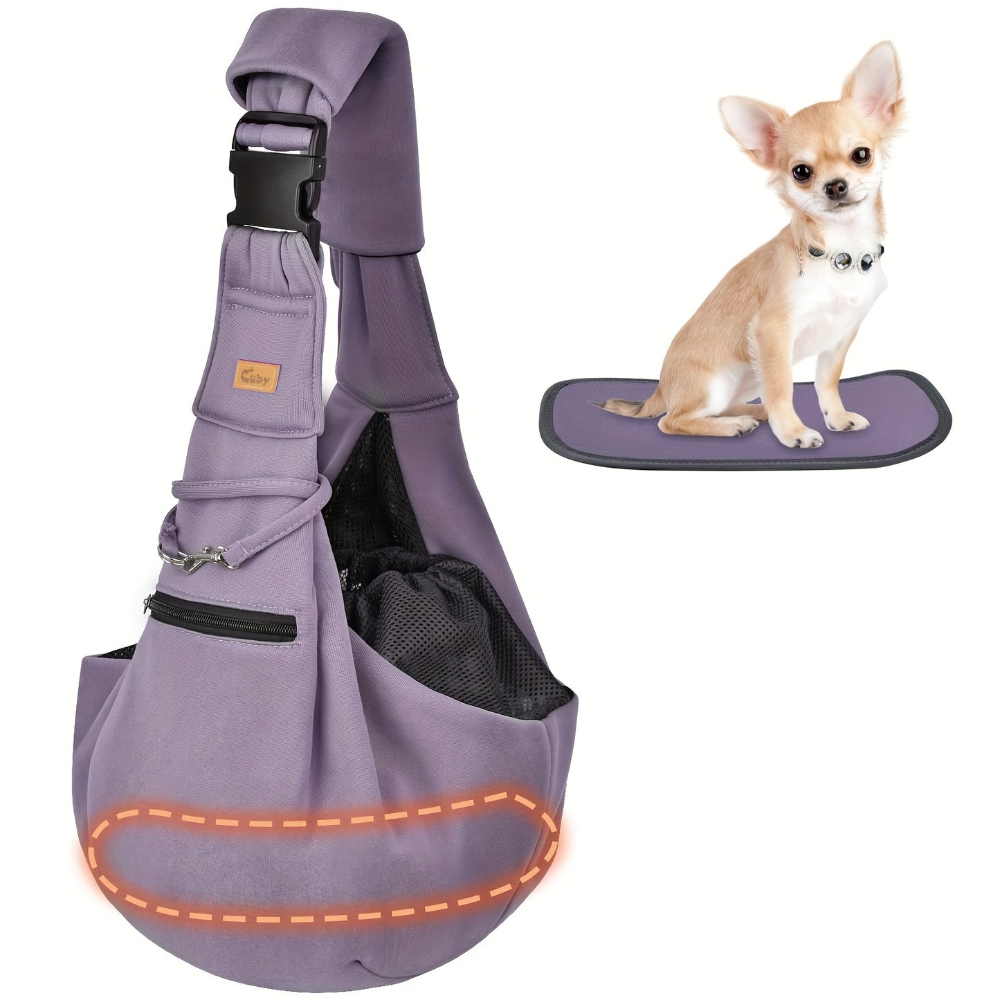 Cuby Adjustable Dog Cat Sling Carrier Padded Bottom