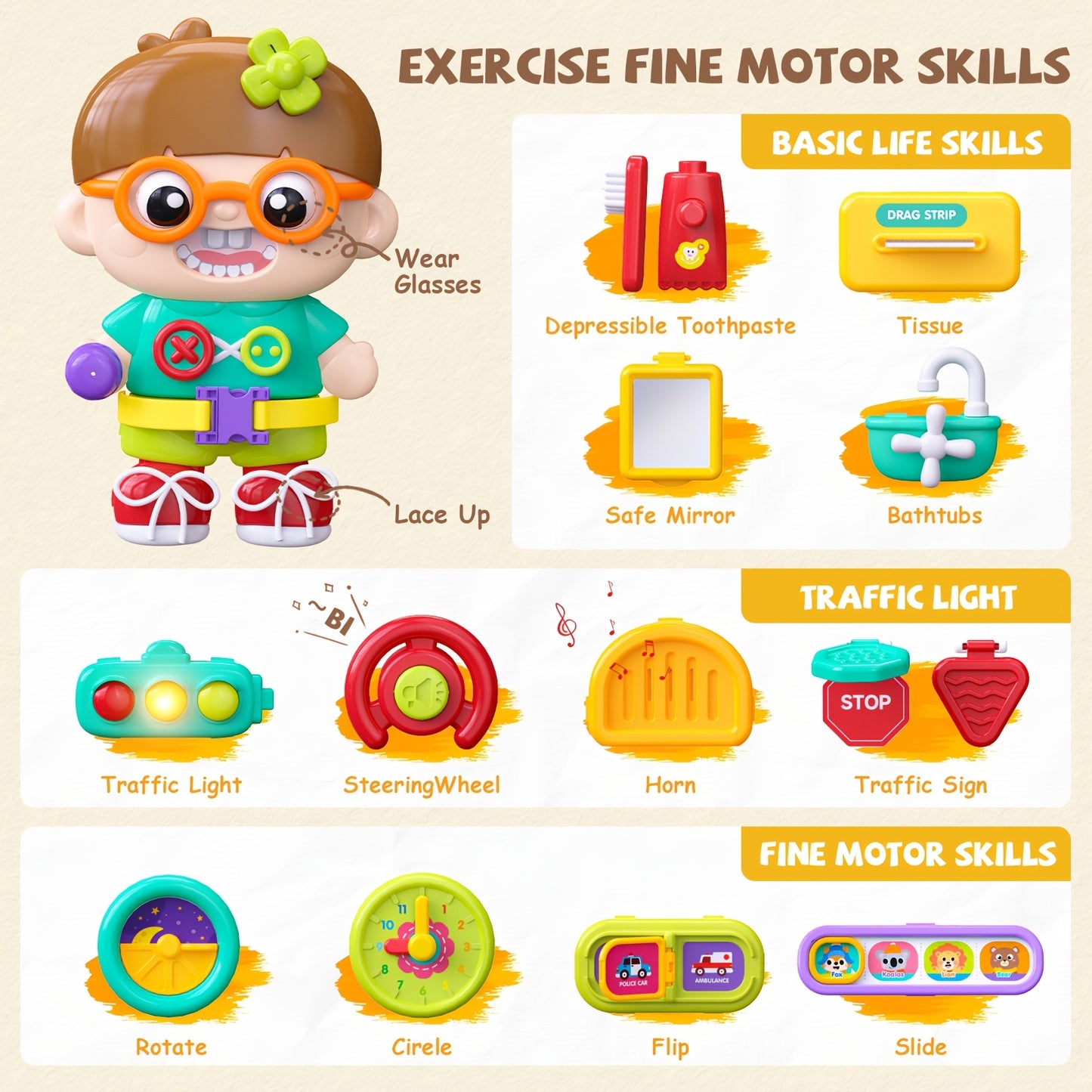 54in 1 Busy Board For Toddlers Educational Toy Set Builds Fine Motor Skills And Sensory Development