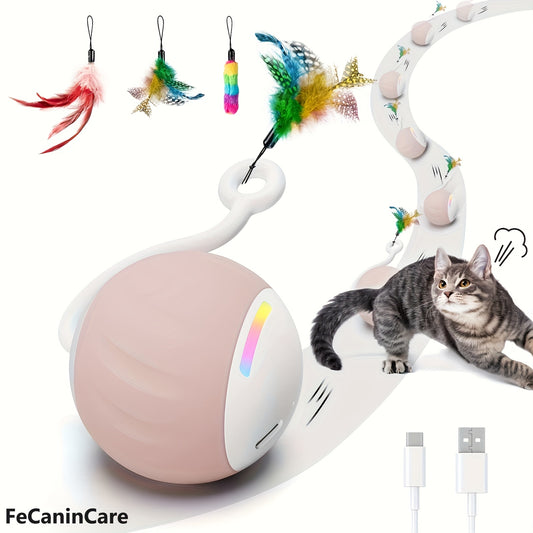Interactive Motion Activated Electric Cat Toy Ball with RGB Lighting and Dual Speeds