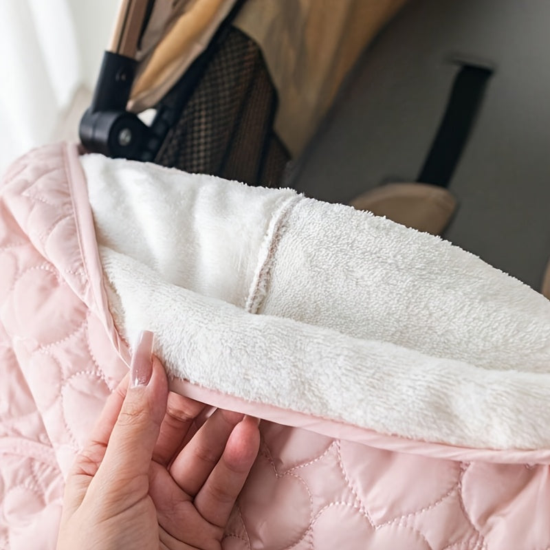 Wearable Love Heart Quilted Baby Blanket, Windproof Outdoor Stroller Carrier, Warmth Retaining, Polyester, with Hand Wash Only, for 0-3 Years Old