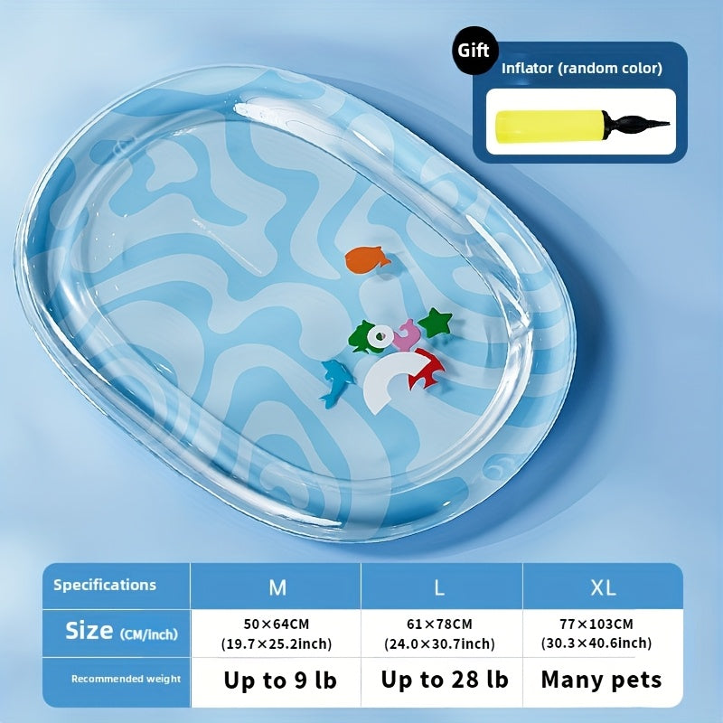 Inflatable Cooling Water Mat for Dogs and Cats with Bite-Resistant PVC and Toy