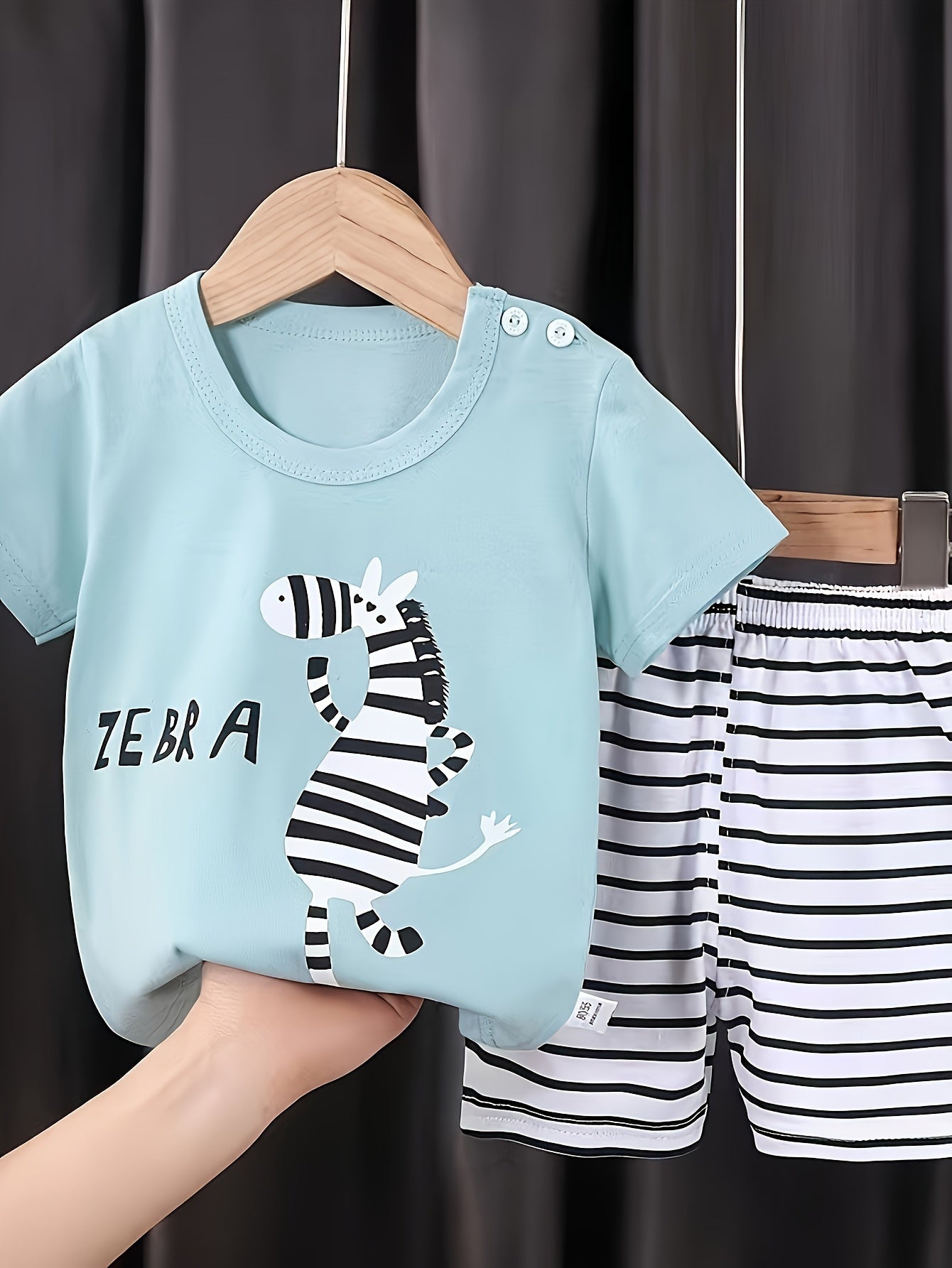 [4Sets Boys Summer Set] 4Sets Lightweight Boys Summer Short Sleeved T-shirt & Short Shorts Crocodile Set | Comfortable Men's and Children's Wear
