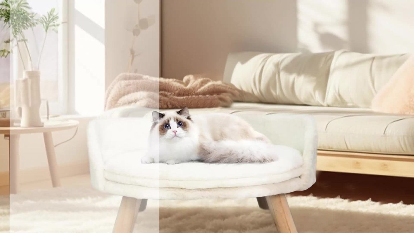 Raised Pet Sofa Bed for Dogs and Cats with Removable Padded Cushion and Stylish Design