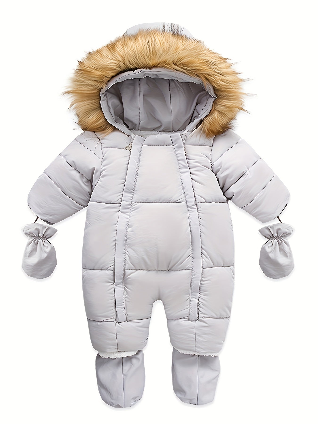 Winter Snowsuit Romper With Hooded Footie For Babies