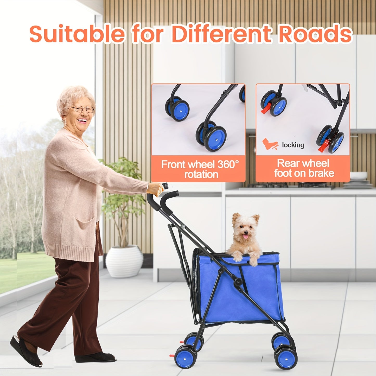 Multi-functional Folding Portable Portable Cart, Small Pet Cart, Cat, Dog & Animal Cart, Family Shopping Cart, Outdoor Camping Cart