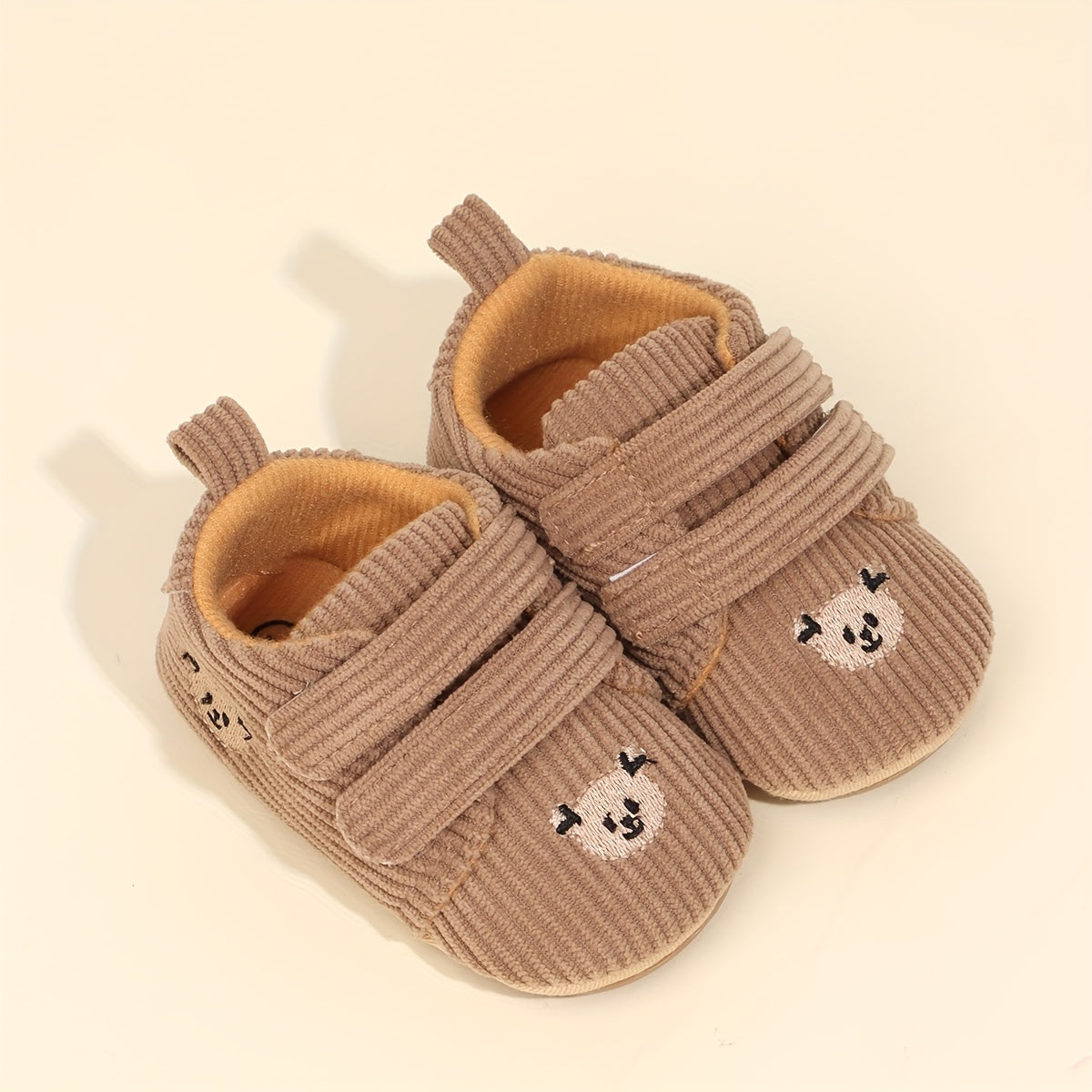 Cute Cartoon Bear Toddler Shoes for Boys & Girls - Soft Fabric with Non-Slip Rubber Sole, Hook-and-Loop Closure, Low-Top Design for Spring & Autumn, 0-18 Months Infant & Toddler Footwear